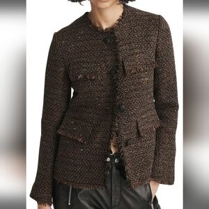 Rag and bone Ezra Linton tweed blazer, size M, brown
